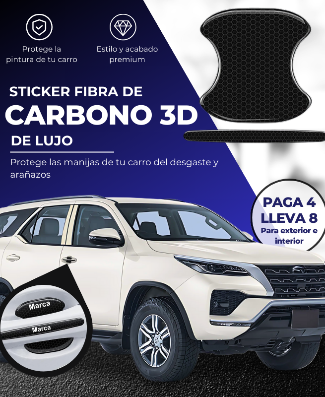 Stickers 3D Fibra de Carbono de Lujo.